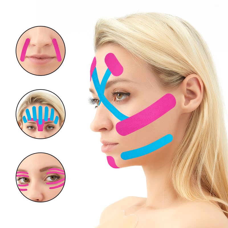 cinta de kinesiología para las arrugas faciales