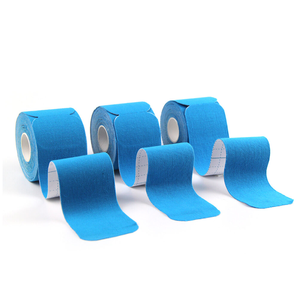 blue kinesiology wrist tape