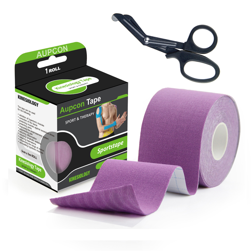kinesiology tape thigh with scissors
