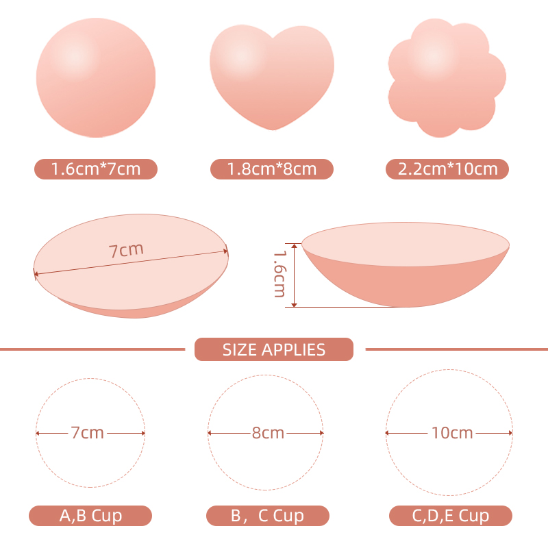 Dimensioni dei copricapezzoli in silicone riutilizzabili