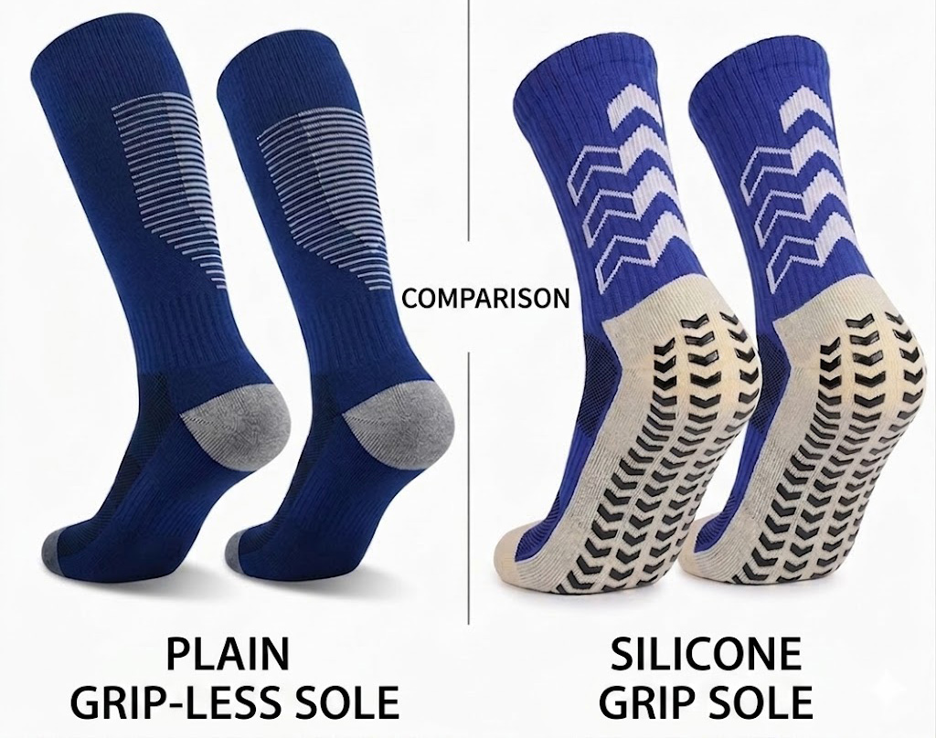 Regular footy socks vs. Football grip socks