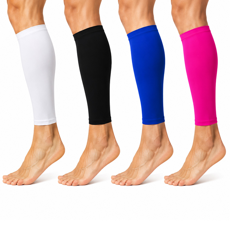 White, Black, Blue, and Pink Football Calf Sleeve