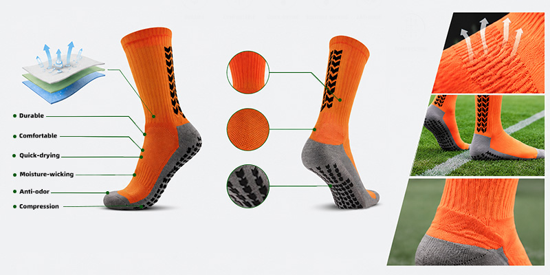 Chaussettes antidérapantes de football : choix des matières