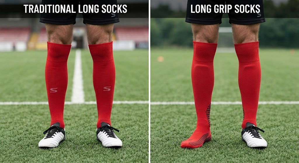 Long Football Socks vs Long Grip Football Socks