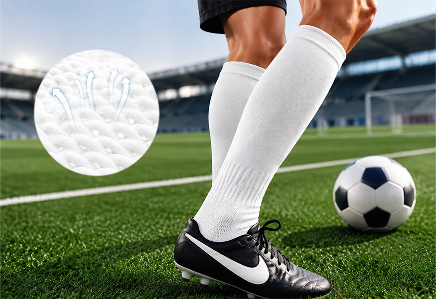 Stretchy, breathable—long-padded football socks