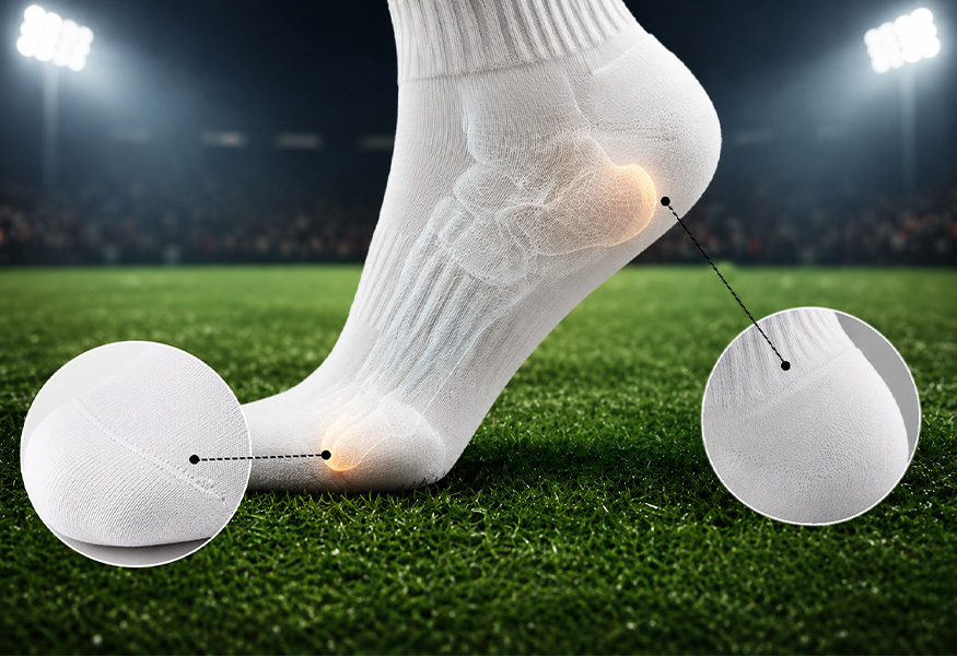 Thickened soles—long padded football socks