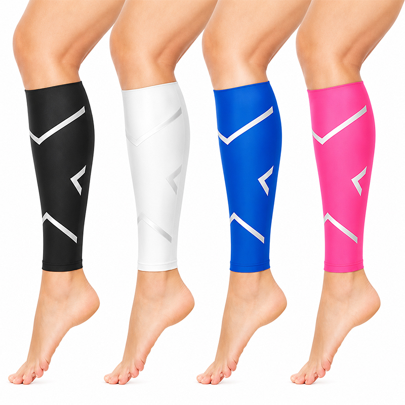 4 colors of running calf compression sleeves