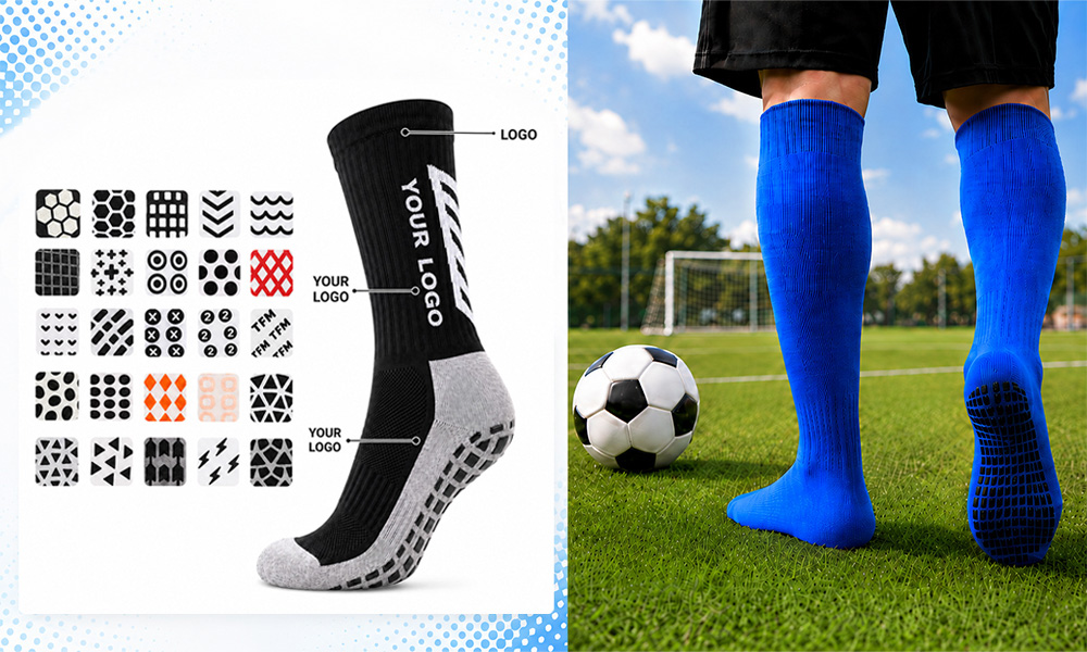Custom grip football socks options