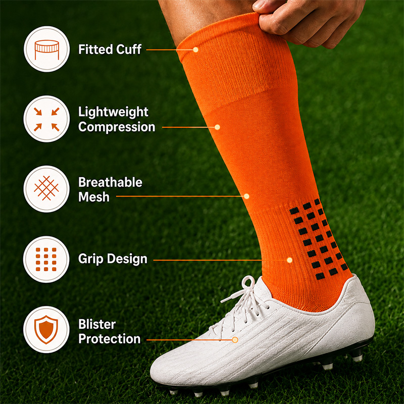 Features of men's football grip socks