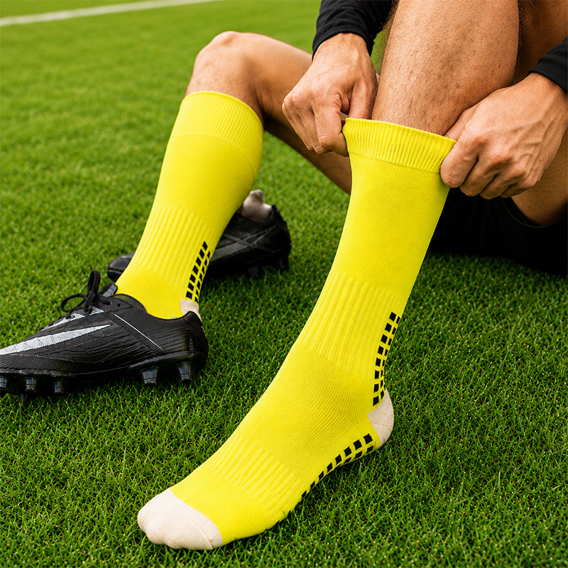 yellow long football grip socks