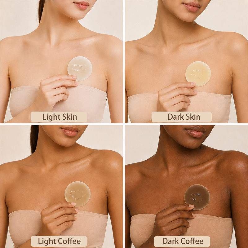 Reusable silicone nipple covers in light skin to dark coffee